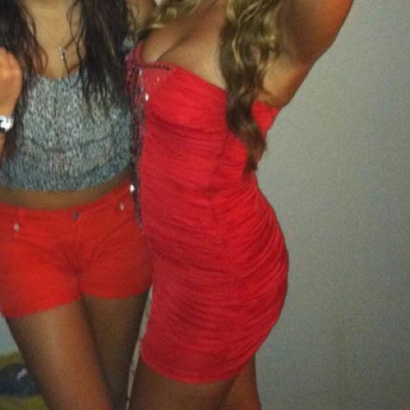 Red Ruched Mini Dress - Picture 4 of 4